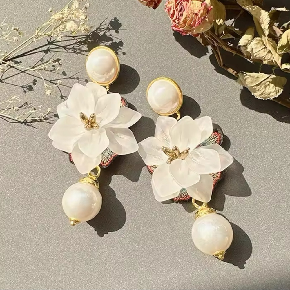 Flower Drop Dangle Resin Earrings Bohemian